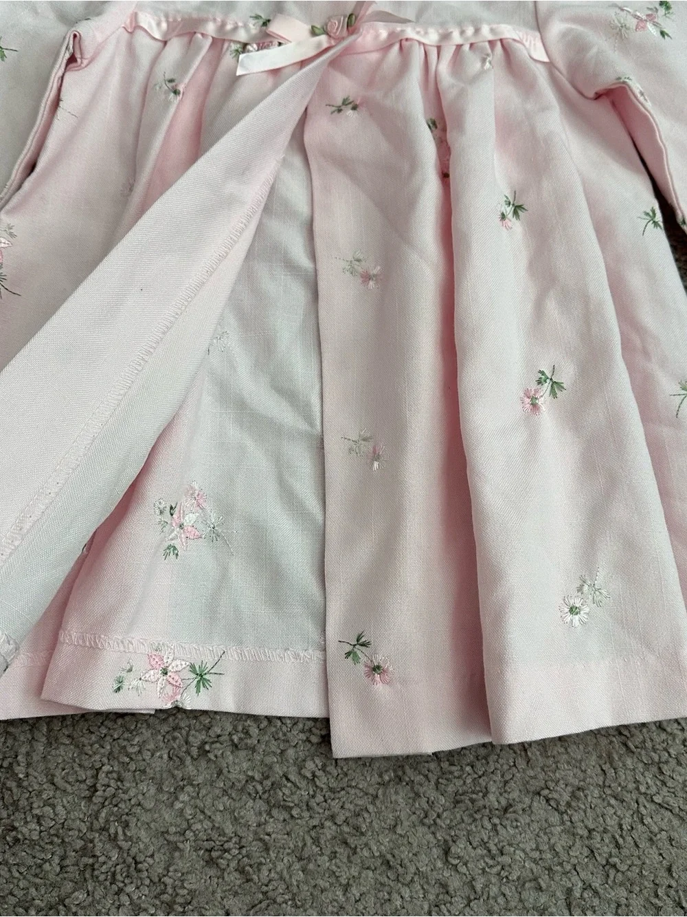 Bonnie Baby Pink Floral Embroidery Long Sleeve Coat Toddler 24M